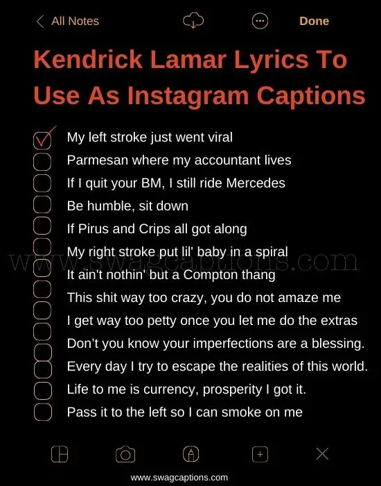 Kendrick Lamar Lyrics for Instagram Captions