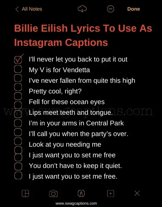 Billie Eilish Lyrics To Use As Instagram Captions