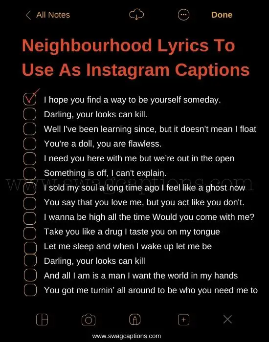 Neighbourhood Lyrics To Use As Instagram Captions