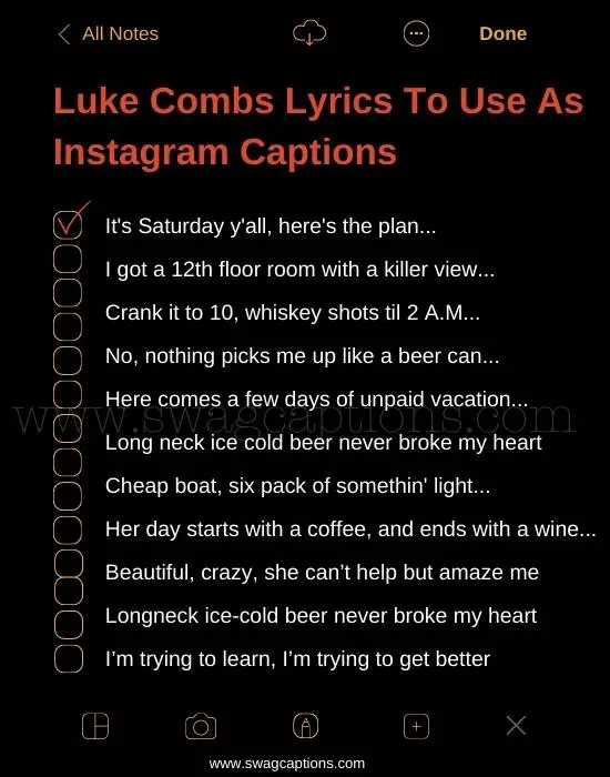 Luke Combs Lyrics To Use As Instagram Captions
