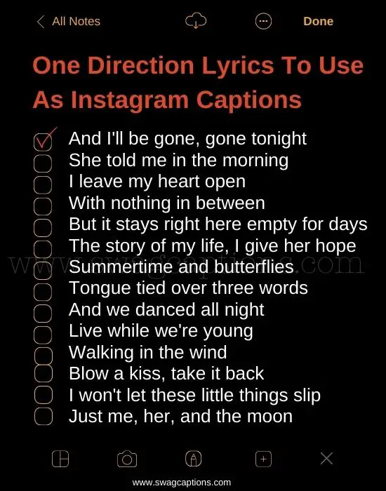 One Direction Lyrics To Use As Instagram Captions